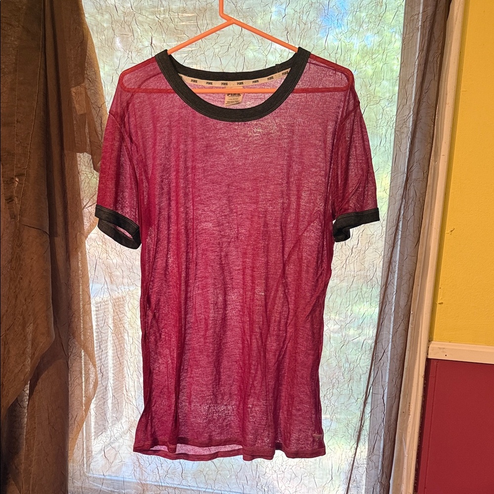 Victoria's Secret Pink - Sheer Top with Black Accents Size L